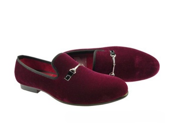 Luxury Mens Velvet Loafers Velvet Upper - Genuine Leather Type Round Toe Shape