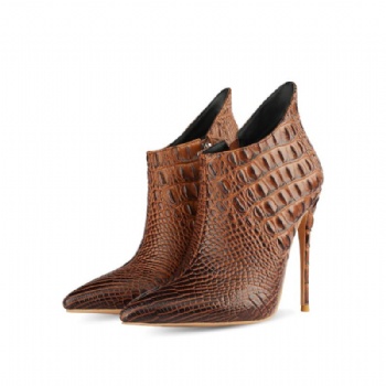 Snakeskin pattern high heel ankle boots