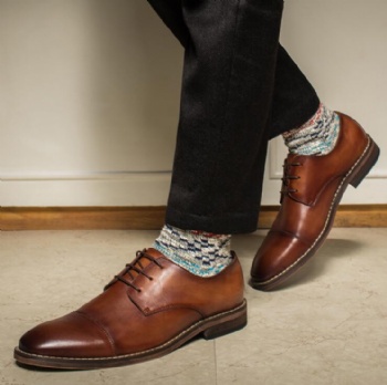 Waterproof Men'S Wedding Dress Shoes Lace Up Flat Heel Striped Slip On Shoes