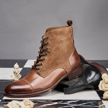 Zippers Genuine Leather Antiskid Rubber Sole Unique Design Winter Snow Men Boots