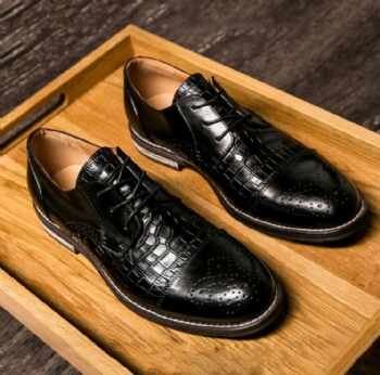 Special leather business man dress shoes elegant black men mid heel dress shoes