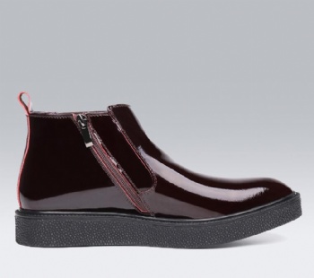Winter fashion red black leather suede strap men High Boots fashion boots
