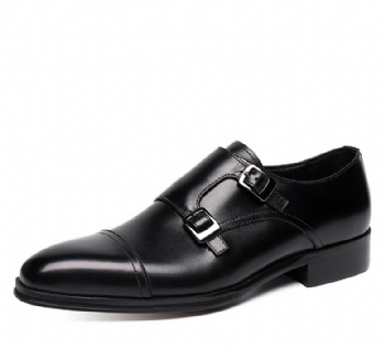 Black genuine soft comfortable calf leather custom made Italian style men business dress shoe, leather shoe for men