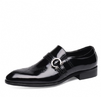 Black genuine soft comfortable calf leather custom made Italian style men business dress shoe, leather shoe for men
