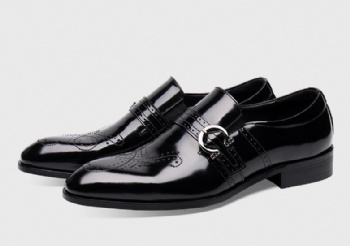 Black genuine soft comfortable calf leather custom made Italian style men business dress shoe, leather shoe for men