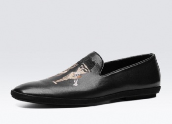 Black genuine soft comfortable calf leather custom made Italian style men business dress shoe, leather shoe for men
