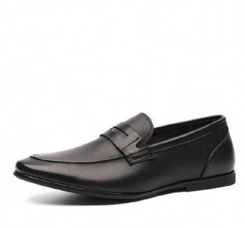 Black genuine soft comfortable calf leather custom made Italian style men business dress shoe, leather shoe for men