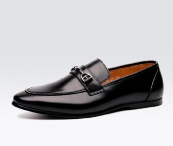 Black genuine soft comfortable calf leather custom made Italian style men business dress shoe, leather shoe for men