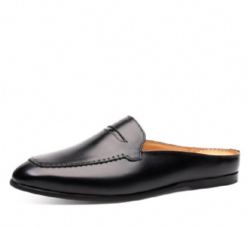 Black genuine soft comfortable calf leather custom made Italian style men business dress shoe, leather shoe for men