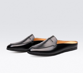 Black genuine soft comfortable calf leather custom made Italian style men business dress shoe, leather shoe for men