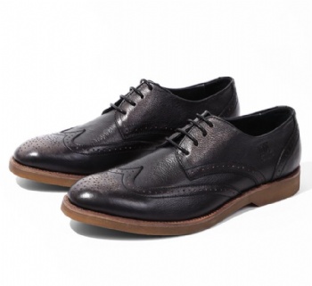 Black genuine soft comfortable calf leather custom made Italian style men business dress shoe, leather shoe for men