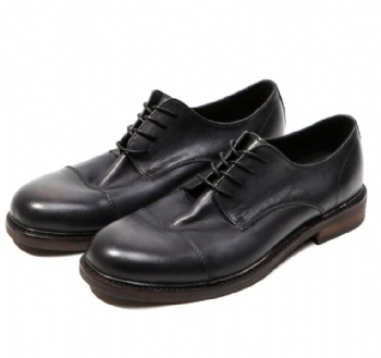 Black genuine soft comfortable calf leather custom made Italian style men business dress shoe, leather shoe for men