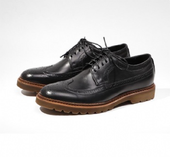 Black genuine soft comfortable calf leather custom made Italian style men business dress shoe, leather shoe for men