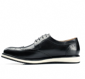 Black genuine soft comfortable calf leather custom made Italian style men business dress shoe, leather shoe for men