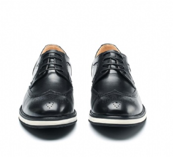 Black genuine soft comfortable calf leather custom made Italian style men business dress shoe, leather shoe for men
