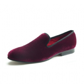 Luxury Mens Velvet Loafers Velvet Upper - Genuine Leather Type Round Toe Shape