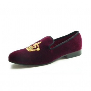 Luxury Mens Velvet Loafers Velvet Upper - Genuine Leather Type Round Toe Shape