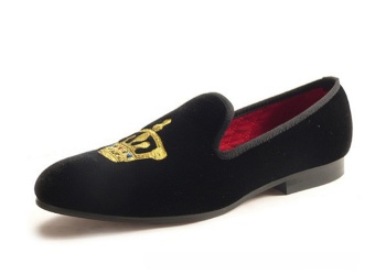 Luxury Mens Velvet Loafers Velvet Upper - Genuine Leather Type Round Toe Shape