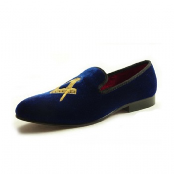 Luxury Mens Velvet Loafers Velvet Upper - Genuine Leather Type Round Toe Shape