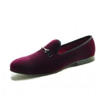 Luxury Mens Velvet Loafers Velvet Upper - Genuine Leather Type Round Toe Shape