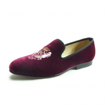 Luxury Mens Velvet Loafers Velvet Upper - Genuine Leather Type Round Toe Shape