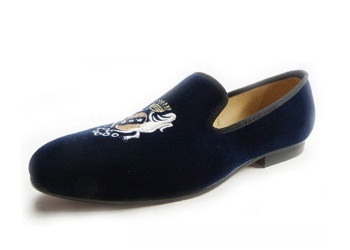 Luxury Mens Velvet Loafers Velvet Upper - Genuine Leather Type Round Toe Shape