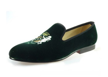 Luxury Mens Velvet Loafers Velvet Upper - Genuine Leather Type Round Toe Shape