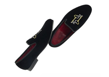 Luxury Mens Velvet Loafers Velvet Upper - Genuine Leather Type Round Toe Shape