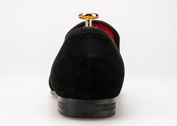 Luxury Mens Velvet Loafers Velvet Upper - Genuine Leather Type Round Toe Shape