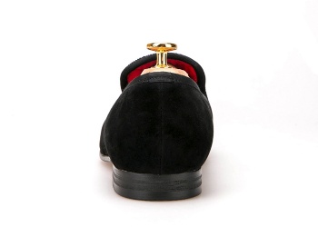 Luxury Mens Velvet Loafers Velvet Upper - Genuine Leather Type Round Toe Shape