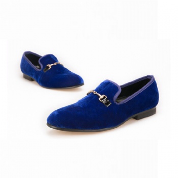 Luxury Mens Velvet Loafers Velvet Upper - Genuine Leather Type Round Toe Shape