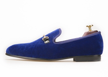 Luxury Mens Velvet Loafers Velvet Upper - Genuine Leather Type Round Toe Shape