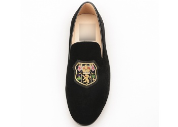 Luxury Mens Velvet Loafers Velvet Upper - Genuine Leather Type Round Toe Shape