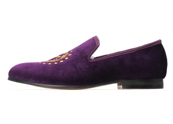 Luxury Mens Velvet Loafers Velvet Upper - Genuine Leather Type Round Toe Shape