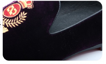 Luxury Mens Velvet Loafers Velvet Upper - Genuine Leather Type Round Toe Shape