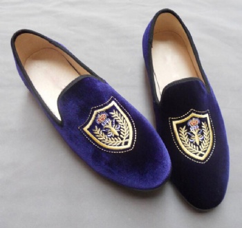 Luxury Mens Velvet Loafers Velvet Upper - Genuine Leather Type Round Toe Shape