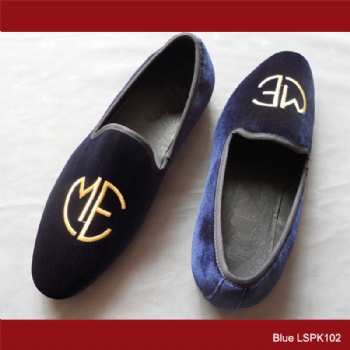 Luxury Mens Velvet Loafers Velvet Upper - Genuine Leather Type Round Toe Shape