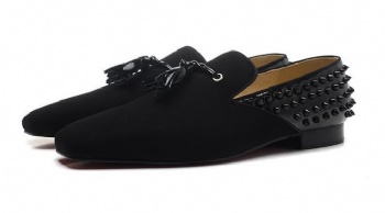 Luxury Mens Velvet Loafers Velvet Upper - Genuine Leather Type Round Toe Shape