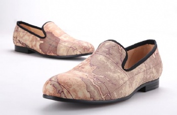 Luxury Mens Velvet Loafers Velvet Upper - Genuine Leather Type Round Toe Shape