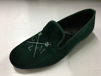 Luxury Mens Velvet Loafers Velvet Upper - Genuine Leather Type Round Toe Shape
