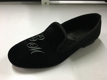 Luxury Mens Velvet Loafers Velvet Upper - Genuine Leather Type Round Toe Shape