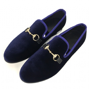 Luxury Mens Velvet Loafers Velvet Upper - Genuine Leather Type Round Toe Shape