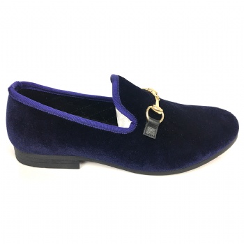 Luxury Mens Velvet Loafers Velvet Upper - Genuine Leather Type Round Toe Shape