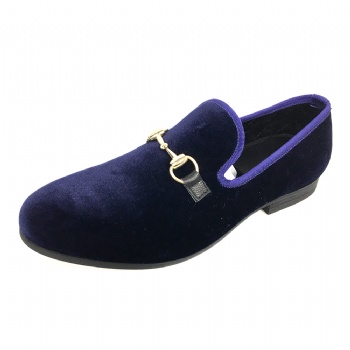 Luxury Mens Velvet Loafers Velvet Upper - Genuine Leather Type Round Toe Shape