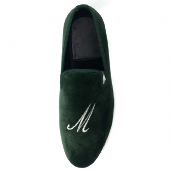 Luxury Mens Velvet Loafers Velvet Upper - Genuine Leather Type Round Toe Shape