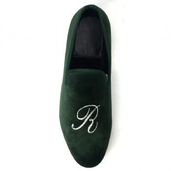 Luxury Mens Velvet Loafers Velvet Upper - Genuine Leather Type Round Toe Shape