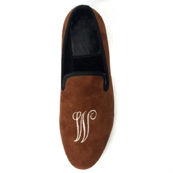 Luxury Mens Velvet Loafers Velvet Upper - Genuine Leather Type Round Toe Shape