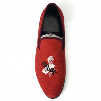 Luxury Mens Velvet Loafers Velvet Upper - Genuine Leather Type Round Toe Shape