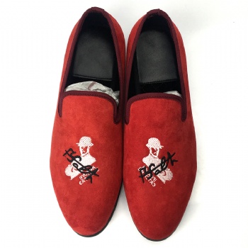 Luxury Mens Velvet Loafers Velvet Upper - Genuine Leather Type Round Toe Shape