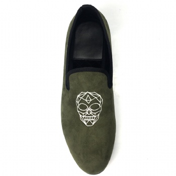 Luxury Mens Velvet Loafers Velvet Upper - Genuine Leather Type Round Toe Shape